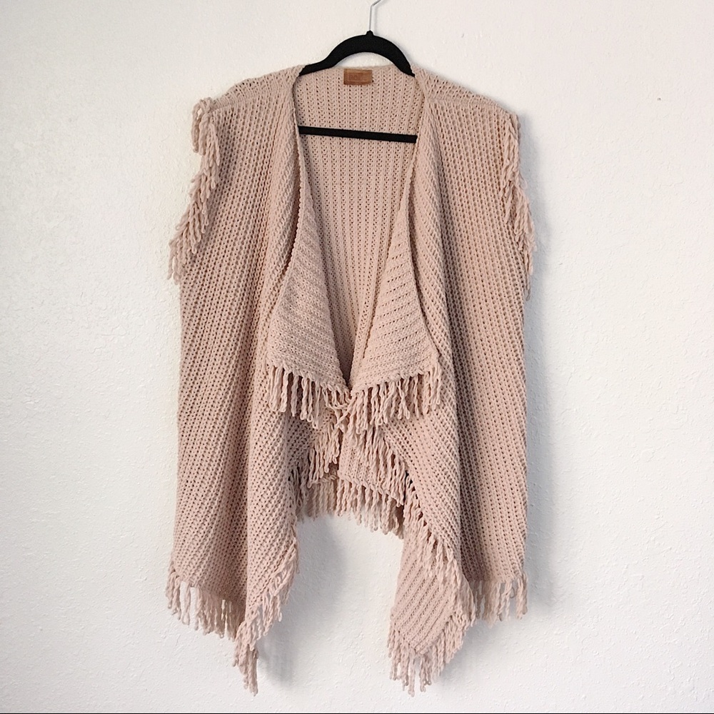 Pol Sweater Vest Chenille Oversize Knit Wrap Sz L